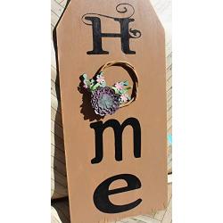 Home Floral Wreath Wooden Door Hanger Tag Sign