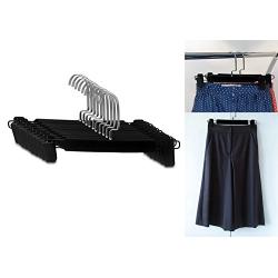 Skirt/Pants Sturdy Plastic Hangers with Swivel Hook Sturdy Clip Black Color Pack of 10 (10)