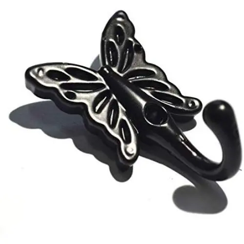 4 Sets Wall Mounted Hanger Hooks Vintage Door Hangers for Clothes Towel Coat Hat Butterfly Patterned Black (Length:2-1/4", Width: 1-3/8") 4 Sets Wall Mounted Hanger Hooks Vintage Door Hangers for Clothes Towel Coat Hat Butterfly Patterned Black (Length:2-1/4", Width: 1-3/8")