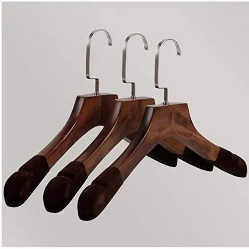5 Pcs Non Slip Velvet Antique Wooden Coats Hanger, Deluxe Anti-Slip Flocked Walnut Wide Shoulder Wood 3cm Clothes Garment Hanger 5 Pcs Non Slip Velvet Antique Wooden Coats Hanger, Deluxe Anti-Slip Flocked Walnut Wide Shoulder Wood 3cm Clothes Garment Hanger