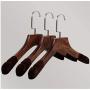 5 Pcs Non Slip Velvet Antique Wooden Coats Hanger, Deluxe Anti-Slip Flocked Walnut Wide Shoulder Wood 3cm Clothes Garment Hanger