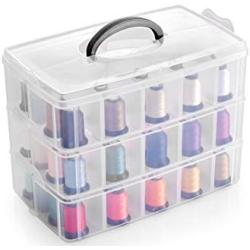 Bins & Things Stackable Storage Container with 30 Adjustable Compartments, Clear, X-Large