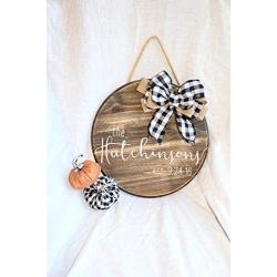 Personalized Wooden Door Hanger | Circle Door Hanger | 16 Inch Door Hanger | Farmhouse Door Hanger