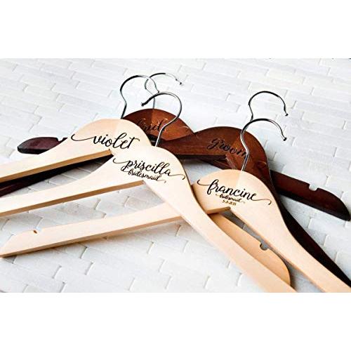 8 Personalized, Engraved Wedding Dress Hangers by Left Coast Original