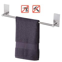 NearMoon Self Adhesive 16-Inch Bathroom Towel Bar- Brushed Nickel Stainless Steel Bath Wall Shelf Rack Hanging Towel Stick On Sticky Hanger Contemporary Style，NO Drilling