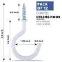 Ceiling Hooks Heavy Duty (Pack of 12) 2.9 inches Vinyl Coated Screw Hooks for Hanging Plants, Mugs, Wind Chimes, Utensils, Indoor/Outdoor Use - White