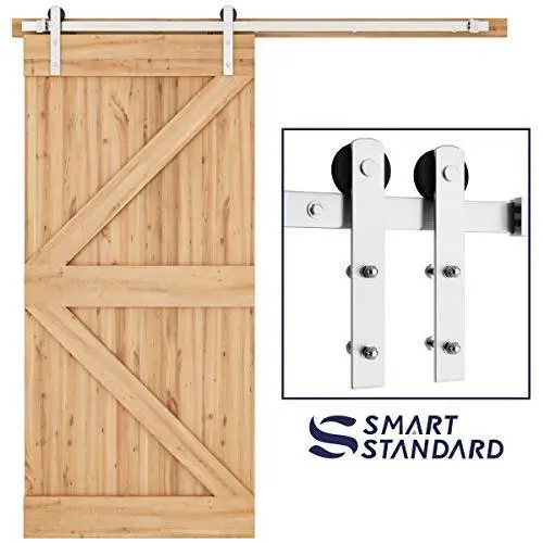 SMARTSTANDARD 6.6ft Nickel Brushed Heavy Duty Sliding Barn Door Hardware Kit, Single Rail, Silver, Super Smoothly and Quietly, Simple and Easy to Install, Fit 36"-40" Wide DoorPanel (I Shape Hanger) SMARTSTANDARD 6.6ft Nickel Brushed Heavy Duty Sliding Barn Door Hardware Kit, Single Rail, Silver, Super Smoothly and Quietly, Simple and Easy to Install, Fit 36"-40" Wide DoorPanel (I Shape Hanger)