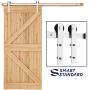 SMARTSTANDARD 6.6ft Nickel Brushed Heavy Duty Sliding Barn Door Hardware Kit, Single Rail, Silver, Super Smoothly and Quietly, Simple and Easy to Install, Fit 36"-40" Wide DoorPanel (I Shape Hanger)