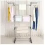 Bigzzia Clothes Drying Rack, 3-Tier Collapsible, Rolling, Stainless Laundry Dryer Hanger with Casters for Indoor (Gray)