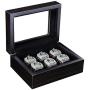 RECHIATO Sports Ring Display Case Sports Ring Storage Boxes Wooden Black Velvet Lining Flat