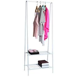 Sdoveb Garment Rack Floor Coat Rack with 2 Tier Shoes Stand Multifunctional Clothes Hanger Home Bedroom Wardrobe Coat Storage Rack (White)