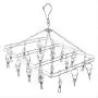KIPB Stainless Steel Clothes Hangers Double Lines Square Laundry Hanger Clothes Drying Hanger with Clips