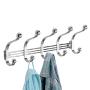 iDesign York Metal 5-Hook Over-the-Door or Wall Mount Rack for Coats, Hats, Scarves, Towels, Robes, Jackets, Purses, 15.62" x 5.35" x 12.83", Chrome