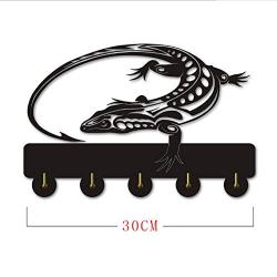 XIAMUXI Lizard Unique Design Wooden Hanger Creative Gift Clothes Hat Key Hook/Coat Rack/Wall Hook Home Decoration Wall Stickers Kitchen Bathroom Towel Hook,Black