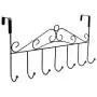 Hook Rail Coat Rack Hook, Wrought Iron Door Hook Rack Wall Mount Frame Nail-Free Door Back Hanger Clothes Hook Storage Rack, 42X23cm Hook (Color : Black)