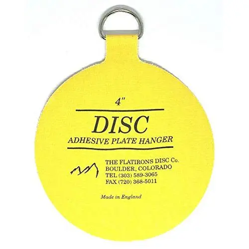 Flatirons Disc - Invisible English Disc - Adhesive Plate Hanger, 4 inch (Pack of 6)