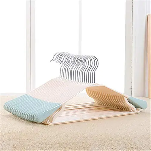 JF Hanger no Trace Wide Shoulder Plastic Hanger Clothes Trousers Rack Non-Slip Drying Rack Plastic (Color : Blue)