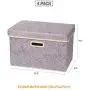 4 Pack Large Foldable Storage Boxes with Lids, Fabric Storage Cube Organizer Cloth Containers Linen Bins Baskets for Closet Clothes Clothing Nursery Kids Room Toys Baby Products Bed Room
