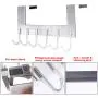 Door Hanger Hook- 6 Over Door Hooks, Over The Door Hook Hanger for Clothes Hat Coat, Bathroom Door Towel Hanger for Robes, Silver