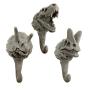 PANDA SUPERSTORE 3pcs Lifelike Dinosaur Fossils Skeleton Resin Wall Hooks Kids Room Decor Hooks for Key Coat Hanger