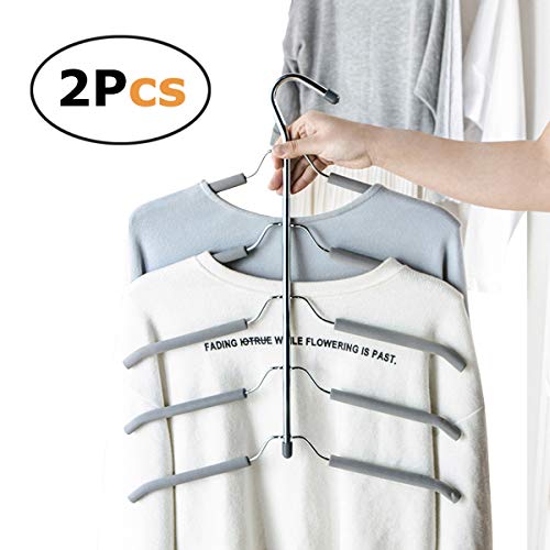 In kds Space Saver Hangers Wardrobe Clothes Closet Stainless Steel Magic Storage Organizer Random Clour 2pcs