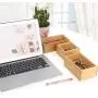 5-Piece Storage Boxes Dividers Set & Drawer Organizer with 100% Natural Bamboo, Silverware Tray for Office Desk Supplies and Accessories, Bathroom & Kitchen