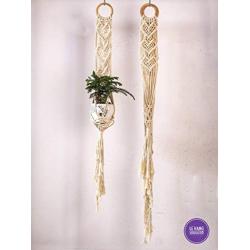 Le Hang Set of 2 Handmade Macrame Plant Hanger| Set of 2 Indoor Hanging Planter