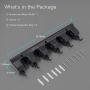 IMILLET Mop and Broom Holder, Wall Mounted Organizer Mop and Broom Storage Tool Rack with 5 Ball Slots and 6 Hooks (Black) (Double Pack)