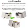 Internets Best Collapsible File Storage Organizer Boxes with Lid | Decorative Linen Hanging Filing & Storage Office Boxes | Letter/Legal | Strong Durable | Toys Blankets Binders | Cream | 1 Pack