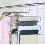 5PC Multi-Use Pants Trousers Hanging Clothes Hanger Decoration 5-Layers Room Space Saver