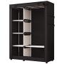 UDEAR Portable Clothes Closet Wardrobe Storage Organizer with Shelves and Side Pockets Black