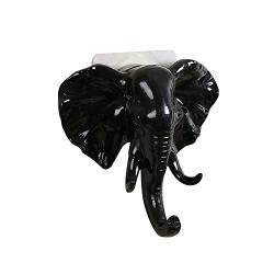 Kanhan Elephant Head Wall Door Clothing Hook Display Storage Racks Self Adhesive Hanger Bag Keys Sticky Holder (Black)