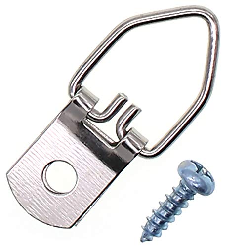 Jetovo 120 Pcs Small D Ring Picture Hangers Frame Hanging Hangers Single Hole with Screws for Picture Painting Frame Cross-Stitch - Silver