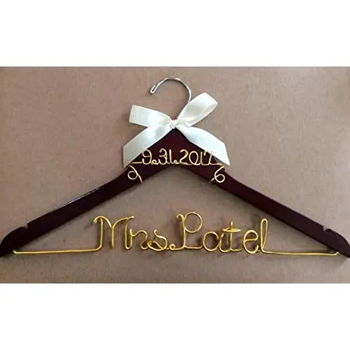 wedding hanger, bride hanger, wire date on top hanger, Mrs hanger, Personalized Hanger, Custom hanger, wedding hanger, wedding dress hanger