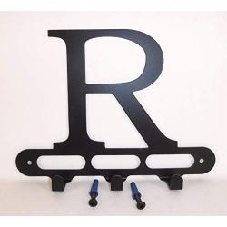 Capital Letter R Monogram Wall Hook Hanger. Satin Black. Solid Steel. Screws Included.