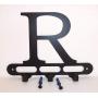 Capital Letter R Monogram Wall Hook Hanger. Satin Black. Solid Steel. Screws Included.