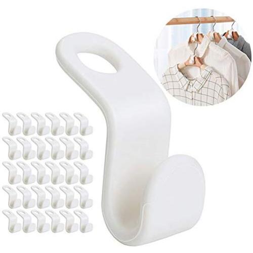 Kyue 60 Pcs Hanger Connector Hooks,for Stack Clothes and Make Your Closet Space-Saving, Creamy White