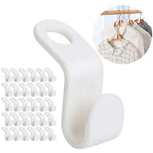 Kyue 60 Pcs Hanger Connector Hooks,for Stack Clothes and Make Your Closet Space-Saving, Creamy White Kyue 60 Pcs Hanger Connector Hooks,for Stack Clothes and Make Your Closet Space-Saving, Creamy White