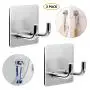 Robe Towel Hooks Coat Hooks, Double Prong Shower Holder for Razor Loofah Bathrobe [Self Adhesive - Heavy Duty Stainless Steel - Multi Purpose] Kitchen Hooks for Utensils, Bathroom Hanger Organizer