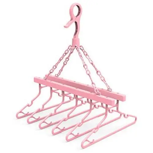 EvaroFly Multipurpose Large Capacity Plastic Folding Hanger, Wind-Proof Household Storage Clothes Hanger - Save Space -Pink 40x25x43cm EvaroFly Multipurpose Large Capacity Plastic Folding Hanger, Wind-Proof Household Storage Clothes Hanger - Save Space -Pink 40x25x43cm