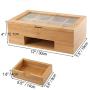 BEEBO BEABO Tea Boxes Storage Bamboo with Drawer,Nature Tea Bag Organizer 8 Compartments for Coffee,Tea,Sugar Packets,Sweeteners,Creamers,Drink Pods and More