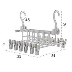 WZP Hanger Multi-Layer Hanger Home Multi-Function Wardrobe Clothes Rack,with Clip Hanger Pants Storage Shelf Non-Slip Hanger Bearing Strong/Gray/As Shown