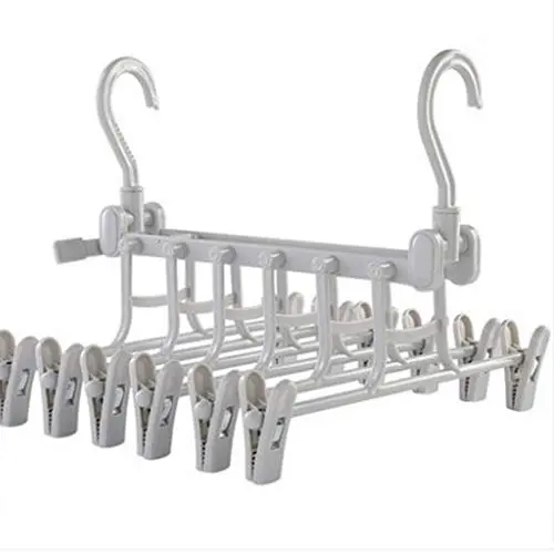 WZP Hanger Multi-Layer Hanger Home Multi-Function Wardrobe Clothes Rack,with Clip Hanger Pants Storage Shelf Non-Slip Hanger Bearing Strong/Gray/As Shown
