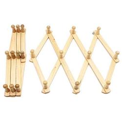 Owl Decoration Wood Hangers - Natural Wood Wall Mounted Expandable Accordion Peg Coat Rack Hanger Hat Closet Hook Expanding Fold Door Wooden Hanger 10 Hooks