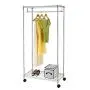 Cypressshop Rolling Wire Shelf Rack 2 Tiers Laundry Garment Hanging Rack Cloth Hanger Shelving Hanging Unit Open Closet Wardrobe Organizers with Shoe Rack Home Furniture