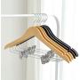 Clothes Hangers, Wooden Hangers Ultra Thin Space Saving Non-Slip Hangers Suit Hangers Velvet Hangers Ideal for Everyday Standard Use, Clothing Hangers (Dark Brown)