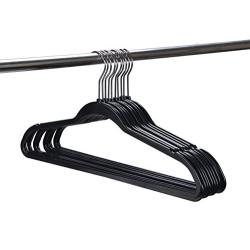 Quality Plastic Non Velvet Non-Flocked Hangers Black Swivel Hook- (50)