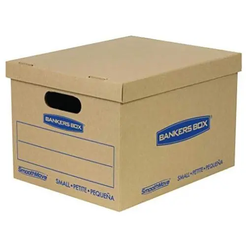 Bankers Boxes SmoothMove Classic Moving Boxes, Tape-Free Assembly, Easy Carry Handles, Small, 15 x 12 x 10 Inches, (7714203) Bankers Boxes SmoothMove Classic Moving Boxes, Tape-Free Assembly, Easy Carry Handles, Small, 15 x 12 x 10 Inches, (7714203)