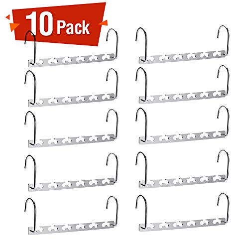 Pretigo Space Saving Hangers 10 Pack Wonder Clothes Hangers Stainless Steel Magic Hanger Cascading Hanger Updated Hook Design Closet Organizer Hanger