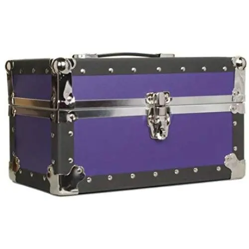 Gilbin Summer Camp and College Dorm Mini Storage Trunk Organizer Keepsake Boxes Treasure Chest Footlocker Size 14" L x 8" H x 8" W Purple
